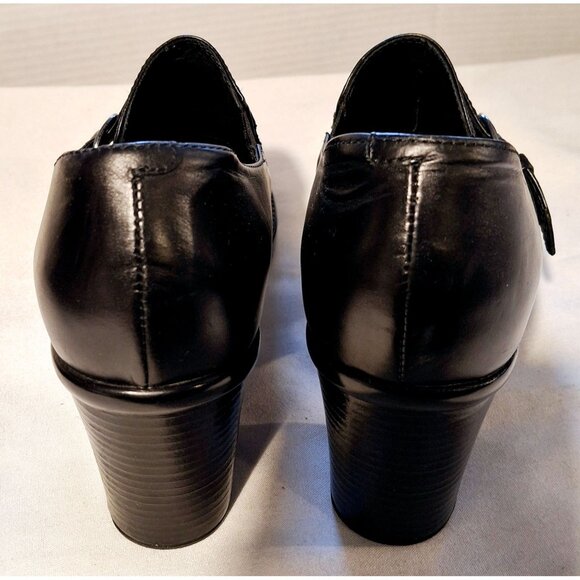 Dansko Womens Black Leather Heeled Loafers With Buckle Strap Size 39 - Picture 7 of 12